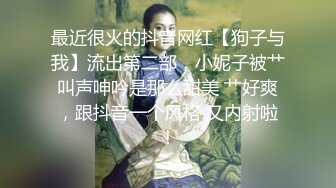 最近很火的抖音网红【狗子与我】流出第二部，小妮子被艹叫声呻吟是那么甜美 艹好爽，跟抖音一个风格 又内射啦！